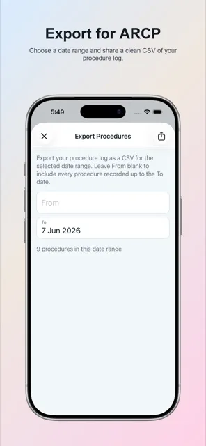 Export procedure logbook